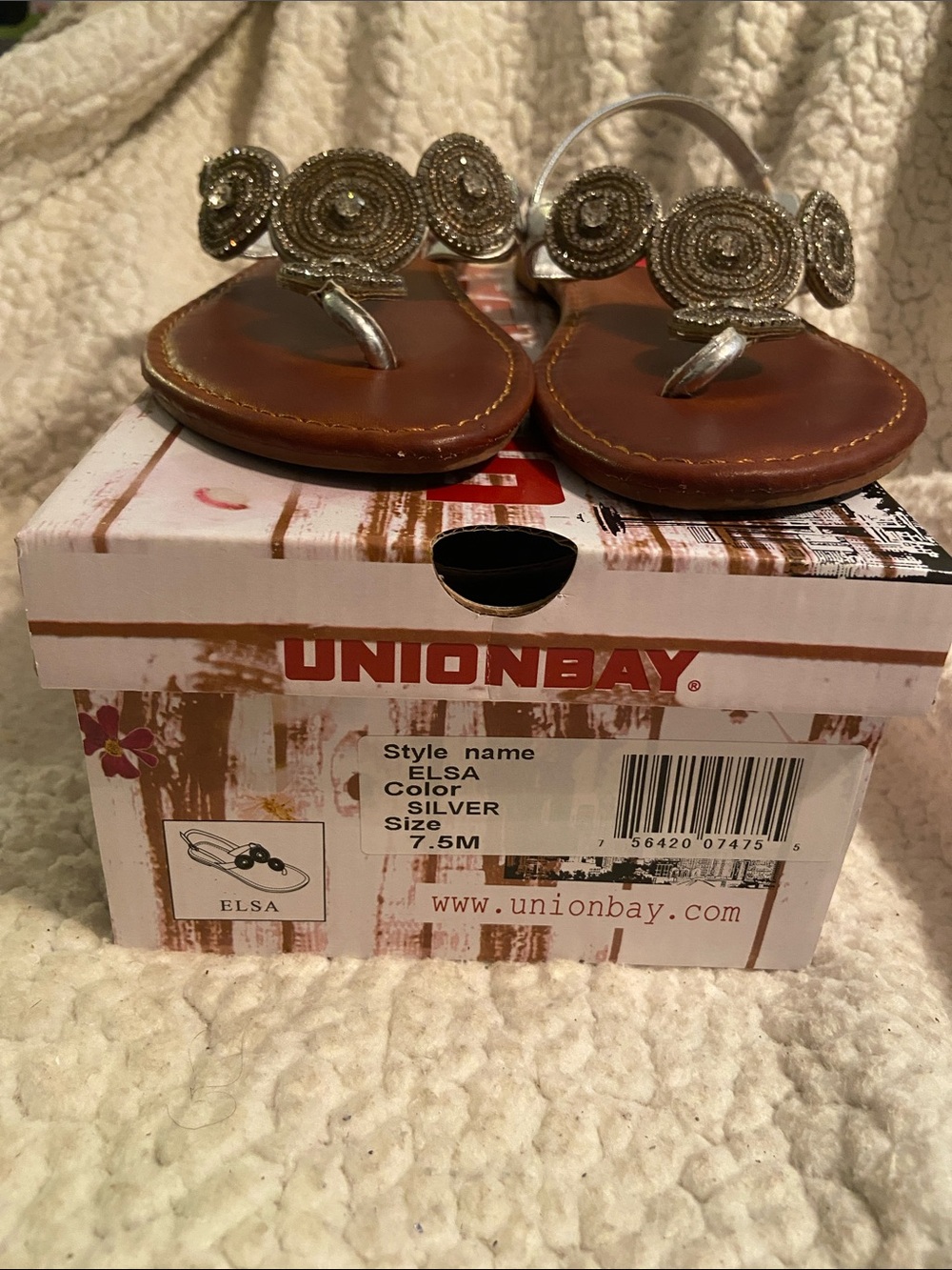 UNIONBAY Silver Beaded Girls' Sandals
